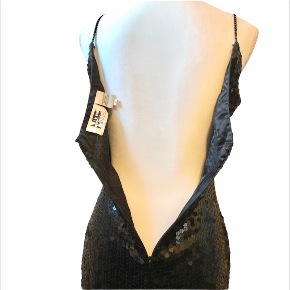 Niteline Black Sequin V Neckline and V Backline Studded Dress Women’s size 8 - Picture 4 of 12